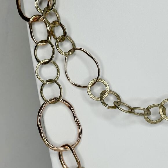 Chicos Chunky Hammered Metal Chain Link Statement Necklace ✨ - Picture 6 of 10